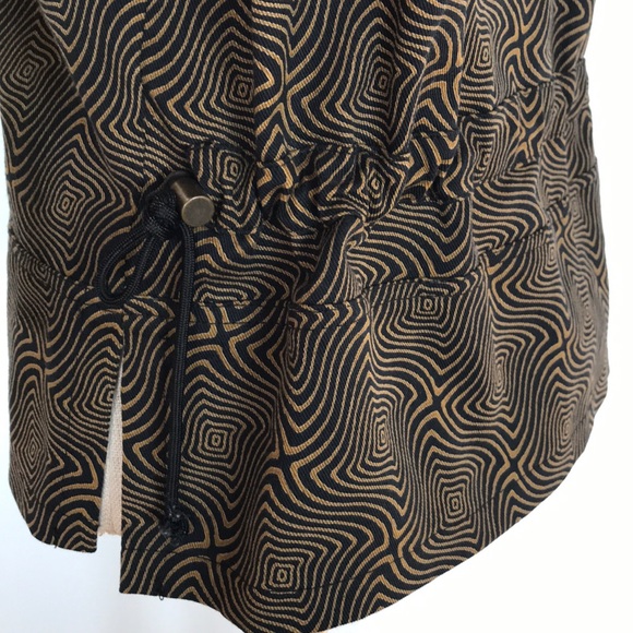 Retro print cropped blazer with drawstring cinch - Picture 5 of 6